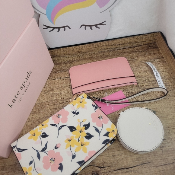 🌸LAST ONE🌸Kate Spade Lily Blooms 3pc Wristlet Set -NEW - Picture 10 of 16